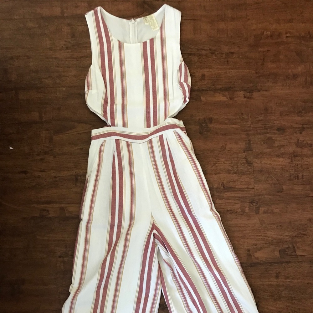 Pink and white stripped jumpsuit